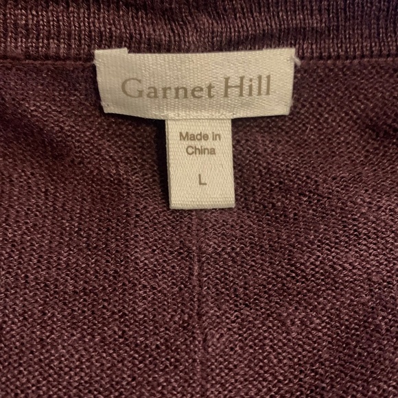 Garnet Hill Easy Linen Drape Front Cardigan Plum Deep Purple Women's Large L - Picture 5 of 7